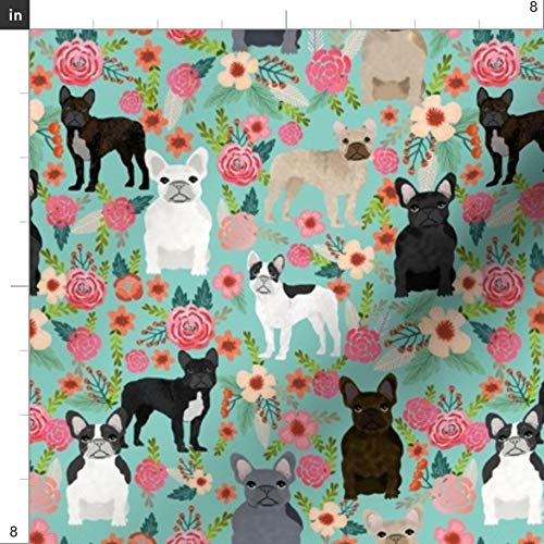 Frenchie Florals Cute French Bulldogs Printed Minky Fabric - Best Pet Bulldog Frenchies Design for Sewing, Baby Blankets & Quilt Backing | Soft Plush Fat Quarter Fabric for DIY Crafts, Home Decor & Gift Making