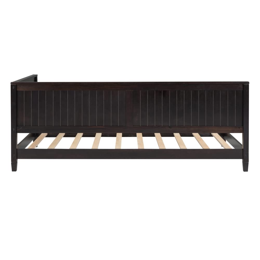 Twin Size Daybed with Headboard & Sideboard - Wooden Low Profile Sofa Bed Frame with Slat Support - Modern Dual-Use Floor Bed for Teens & Adults in Espresso - Perfect for Child's Room, Bedroom or Living Room as Guest Bed or Lounge Sofa