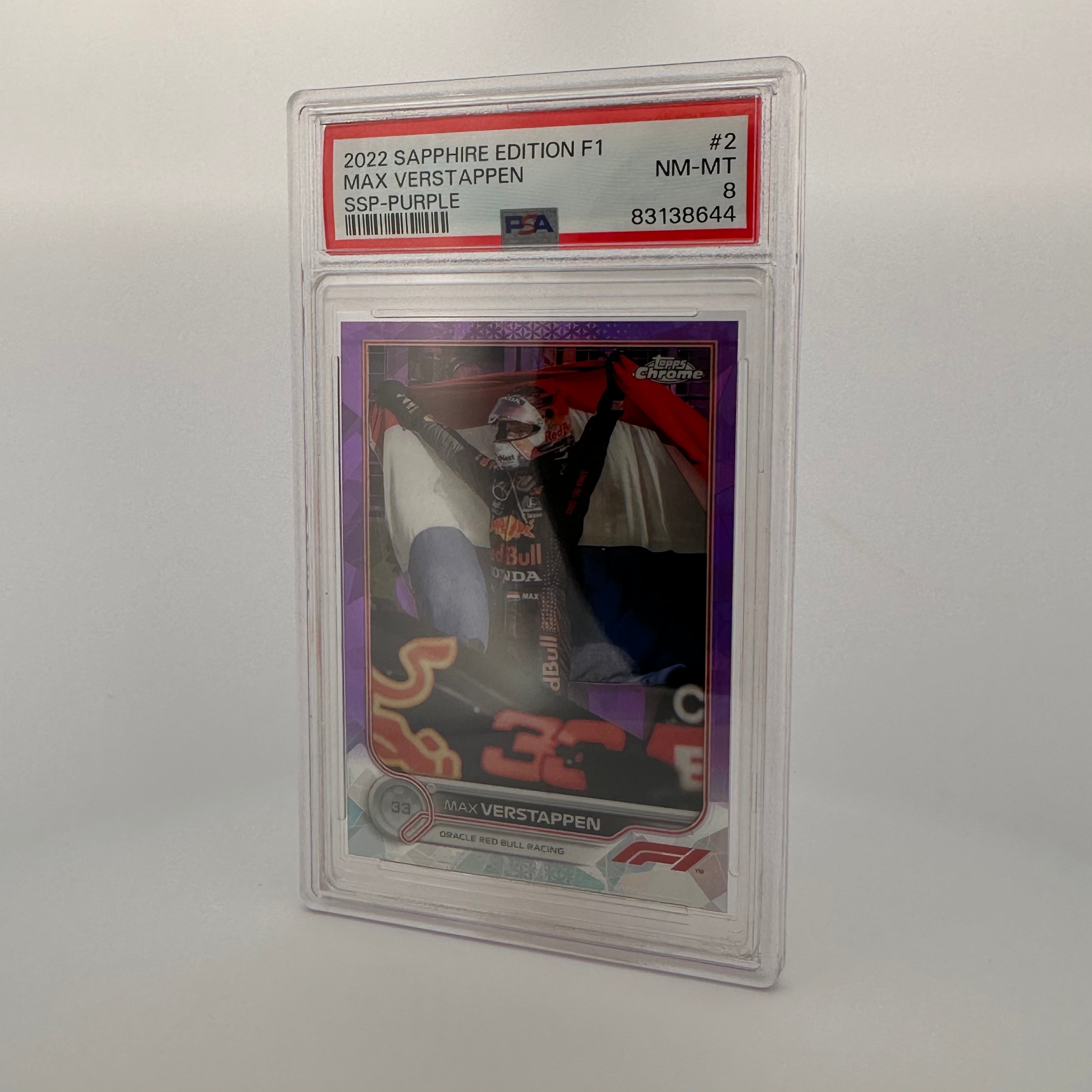 PSA 8 Graded 2008 Max Verstappen #2 Sapphire Edition SSP Purple Parallel - Rare Racing Card for Collectors & F1 Fans - Perfect for Display, Trading, and Investment