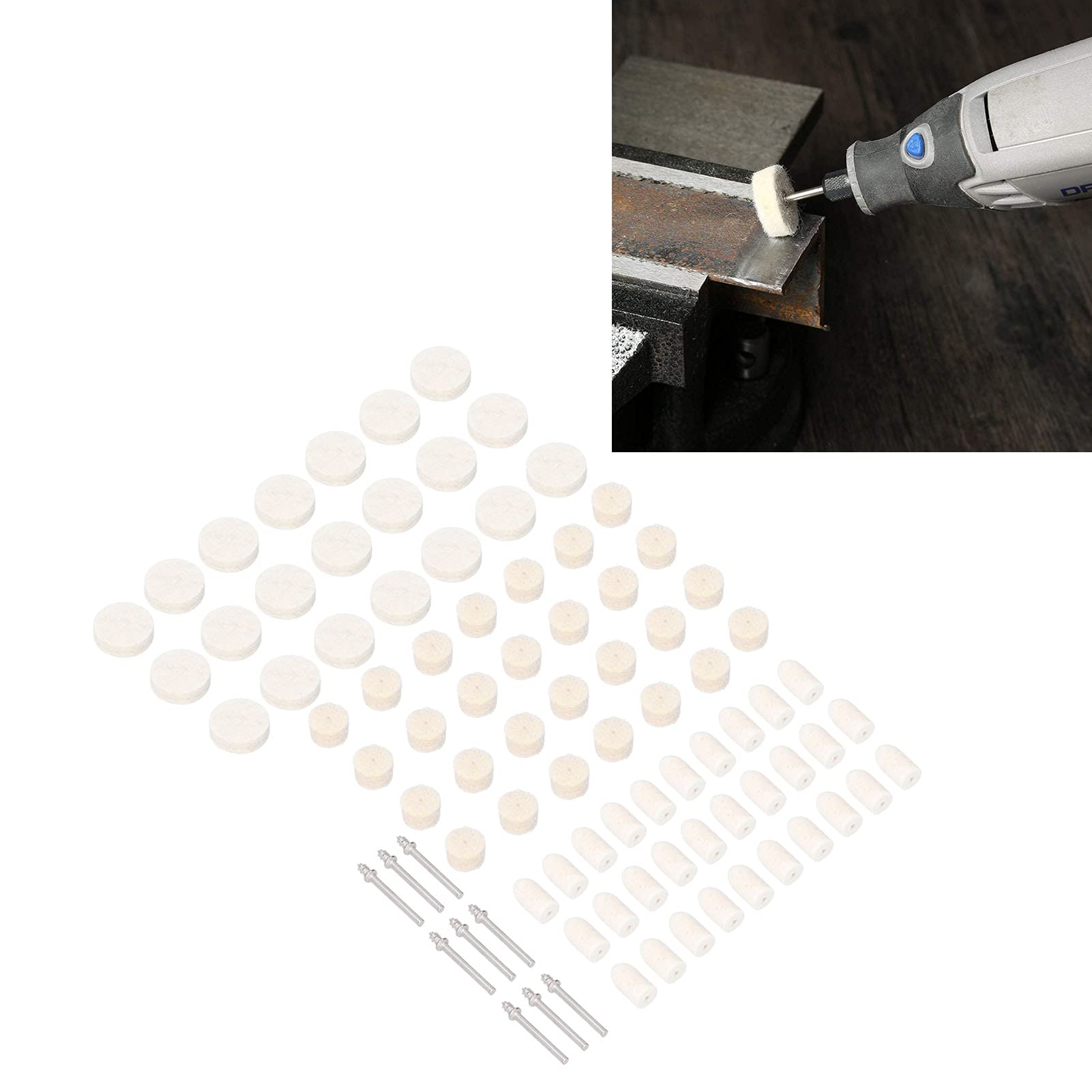 88Pcs Felt Polishing Wheel Kit for Rotary Tools - Wool Felt Pads, Cone Wheels & Axles - Perfect for Metal Polishing, Jewelry Making & DIY Crafts