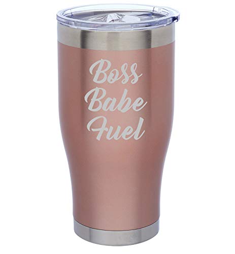 Rose Gold Double Wall Vacuum Insulated Stainless Steel Tumbler - 24oz Leakproof Travel Mug for Coffee & Tea - Perfect for Office, Gym & Outdoor Adventures