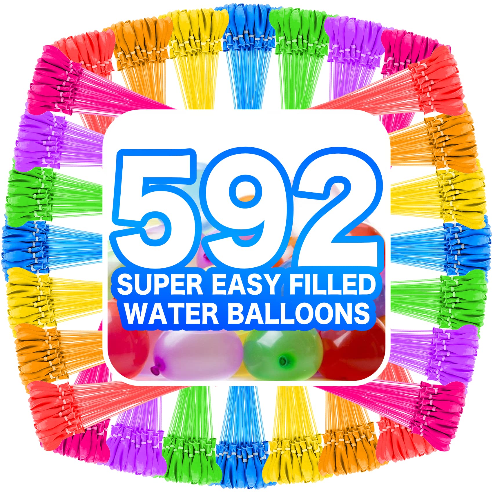 **Fast-Filling Water Balloons Set - 592 Instant Fill Balloons for Kids Outdoor Summer Fun, Splash Party Games, Mixed Colors (NKL16) - Perfect for Backyard Parties, Pool Games, and Family Gatherings**