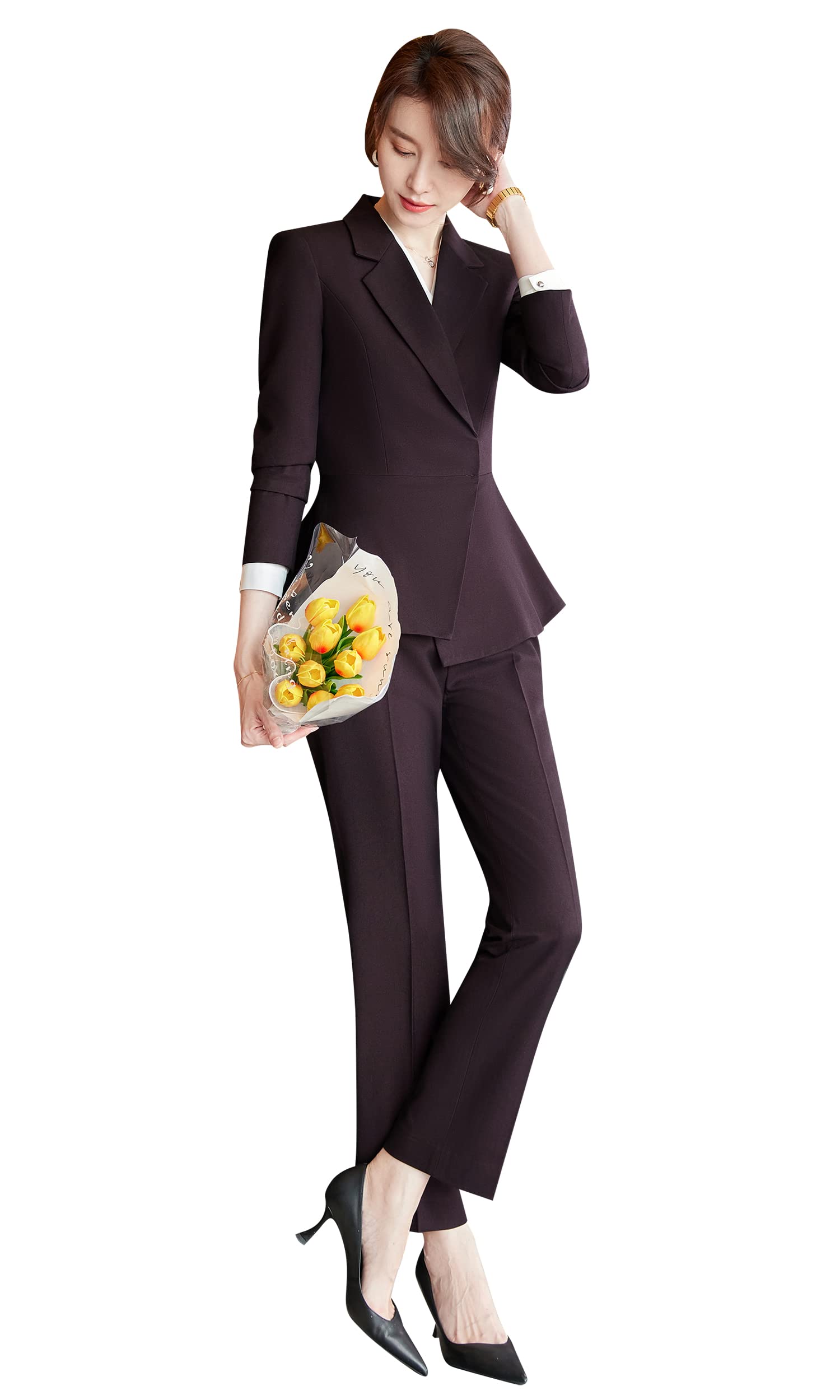 Professional Women's Two-Piece Blazer Suit Set - Solid Color Work Pants & Dressy Business Outfit for Office, Interviews & Formal Events | SUSIELADY Workwear Collection