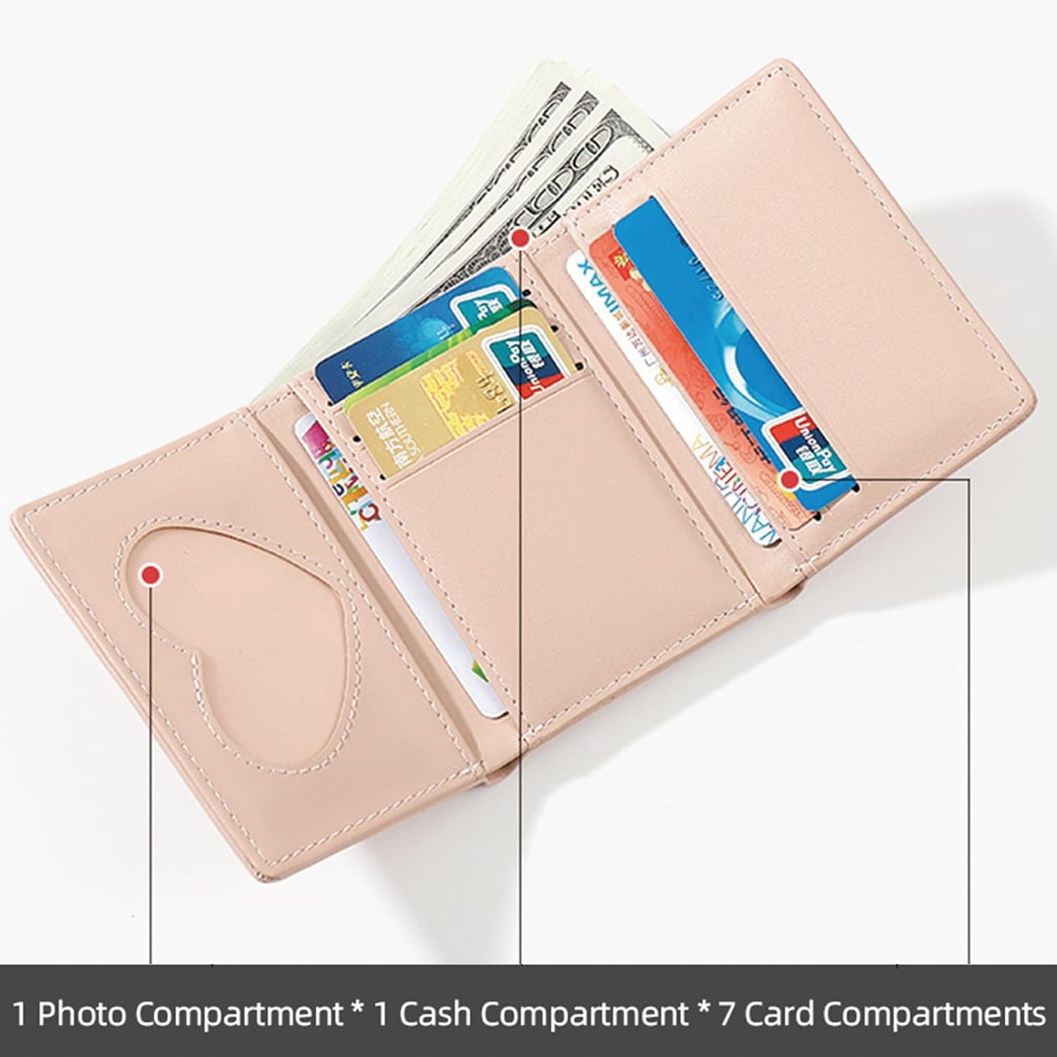 Valerie Cute Small Wallets for Teen Girls & Women - PU Leather Trifold Wallet with 3D Floral Buckle, ID Window, Cash Pocket & Card Holder - Perfect for School, Travel & Everyday Use (Pink)