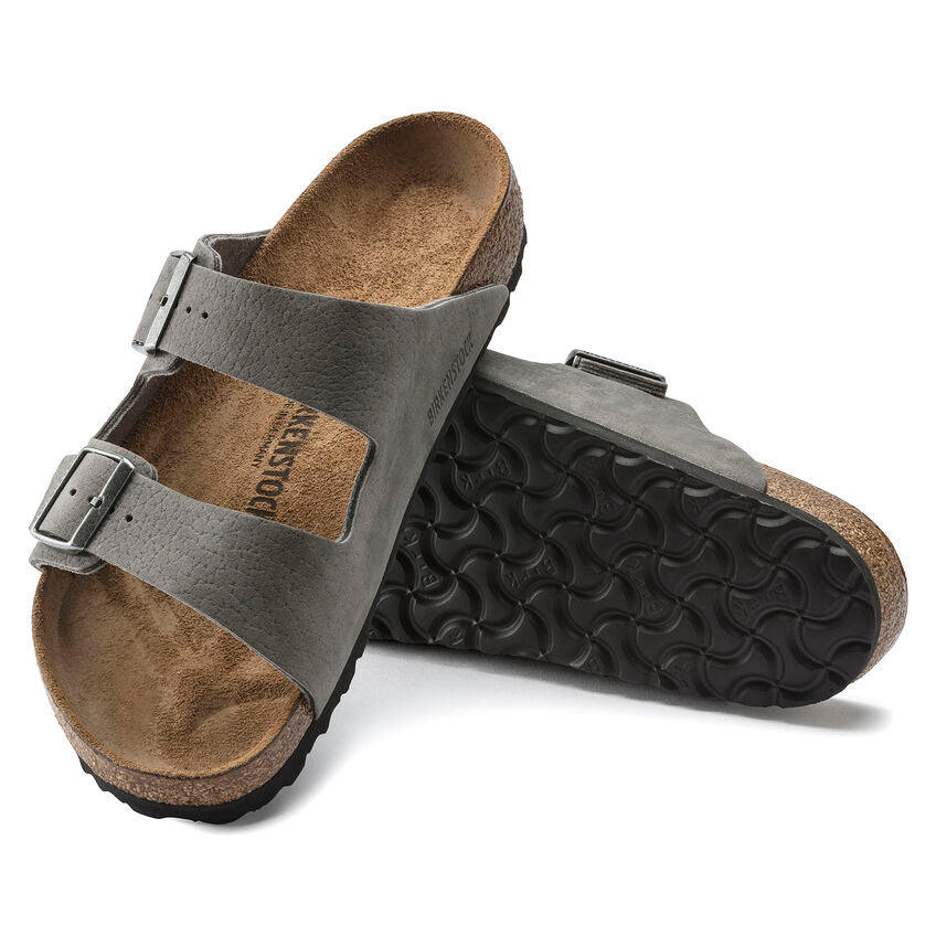 Birkenstock Arizona Nubuck Leather Sandals for Women & Men | Comfortable Cork Footbed Sandals in Desert Buck Whale Gray | Perfect for Beach, Travel & Everyday Wear