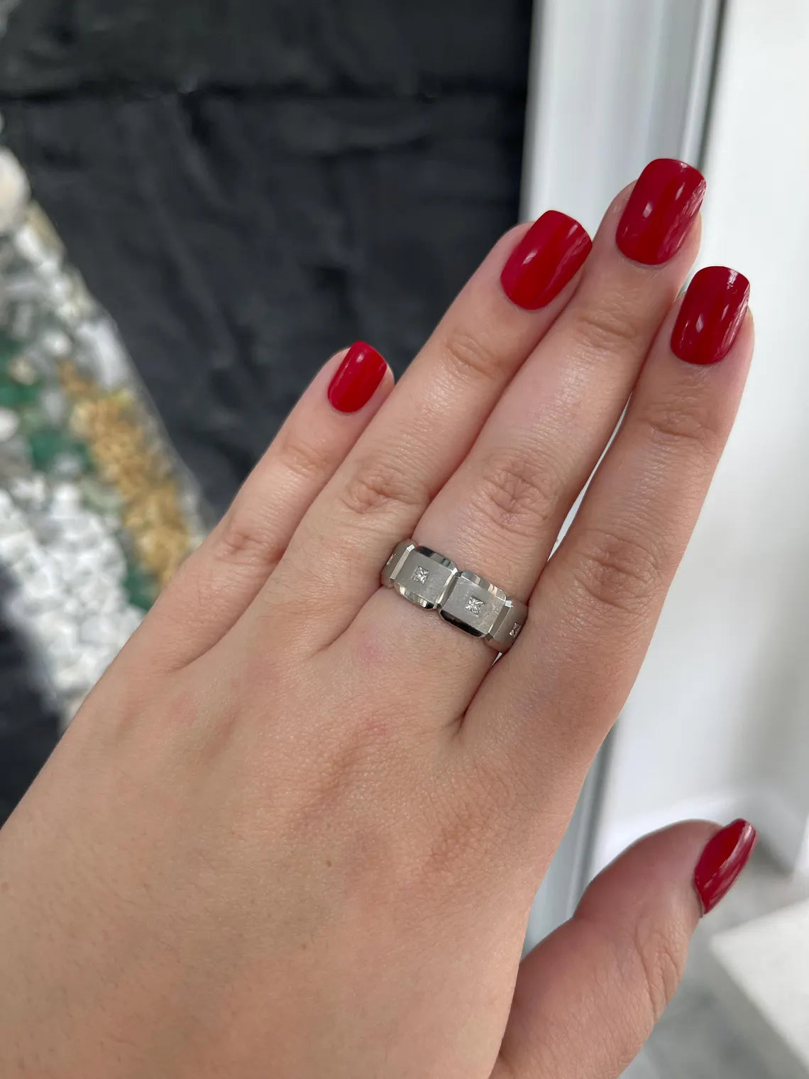 0.25ct Palladium Men's Princess Cut Diamond Wedding Band Ring - Elegant Promise Ring for Engagement, Anniversary & Special Occasions
