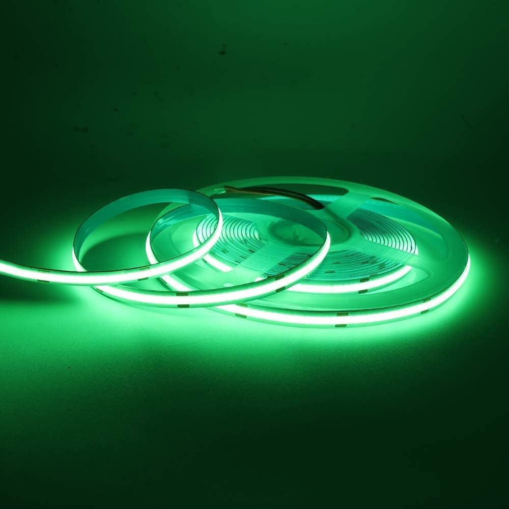 2m/6.6ft Flexible COB LED Strip Lights - 320 LEDs/m, 5V DC, Green Non-Waterproof LED Tape Light with USB Touch Dimmer | Perfect for TV Backlighting, Cabinet Lighting, Home Decor & DIY Projects