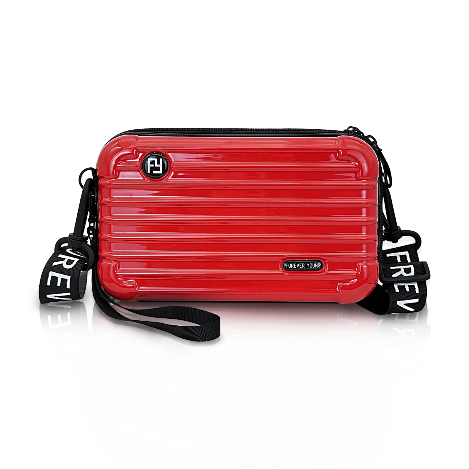 Stylish Mini Suitcase Crossbody Bag - Plastic Travel Cosmetic Purse with 2 Adjustable Straps | Perfect for Travel, Parties, and Everyday Use