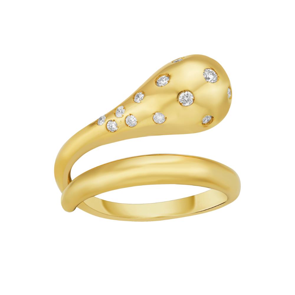 14K Gold Diamond Raindrop Ring for Women - Elegant Dainty Jewelry Gift for Anniversary, Engagement, Wedding & Special Occasions