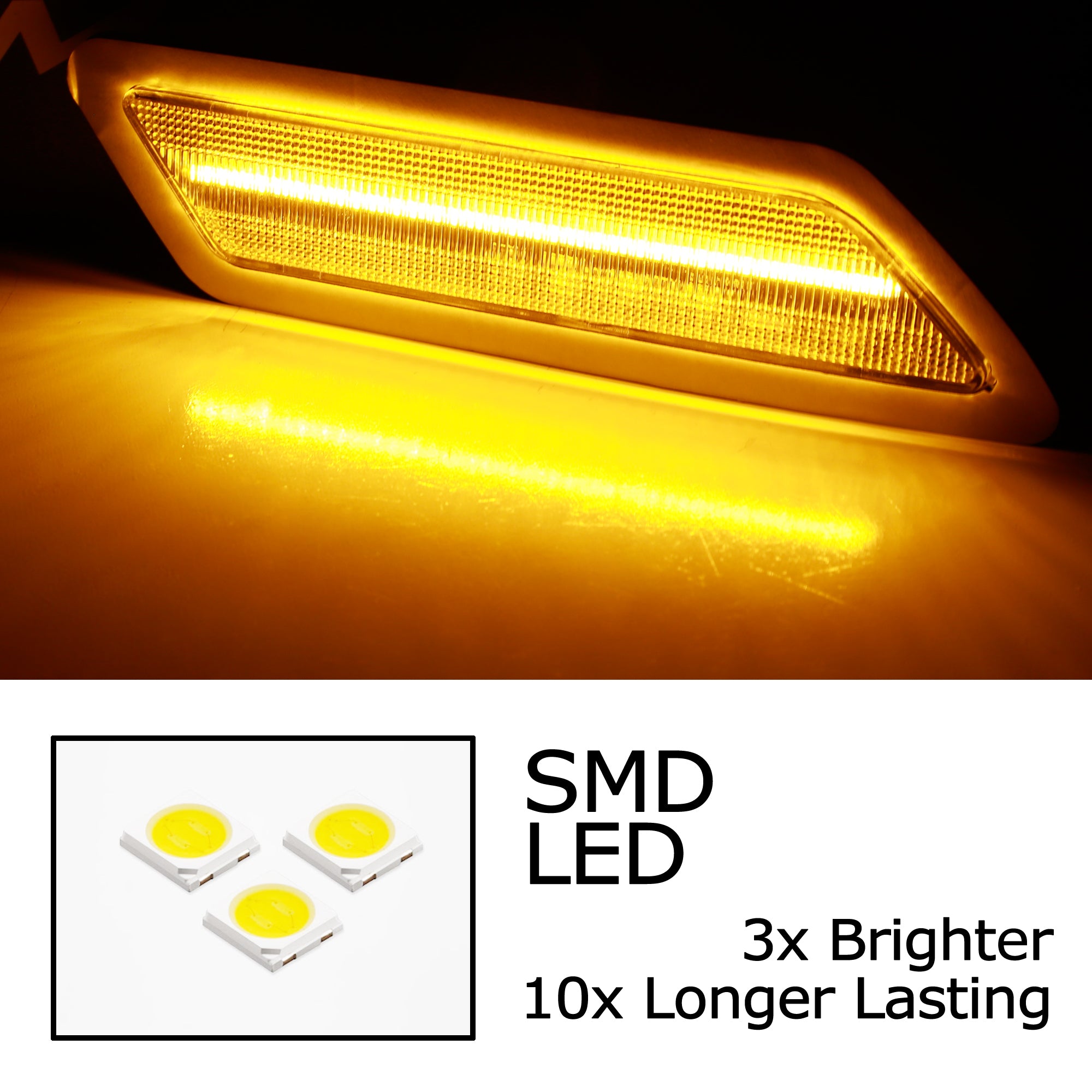 Amber LED Bumper Side Marker Lights for BMW 3 Series 2012-2015 Pre-LCI - Clear Lens Replacement - Perfect for Night Driving & Car Customization
