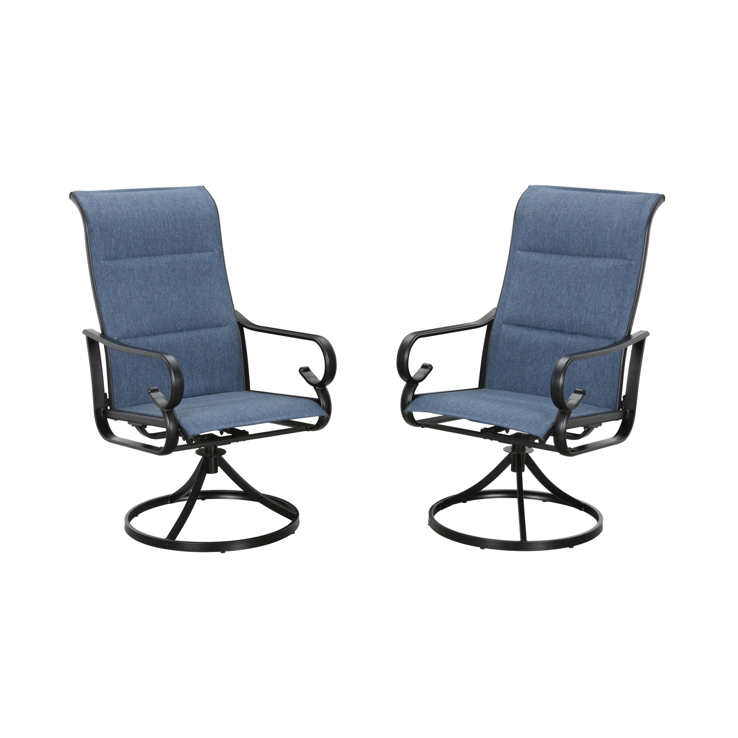 LOKATSE HOME 2-Piece Outdoor Metal Swivel Bistro Set - Textilene Sling Chairs for Patio, Deck, Garden & Dining - Blue | Perfect for Backyard Relaxation & Entertaining
