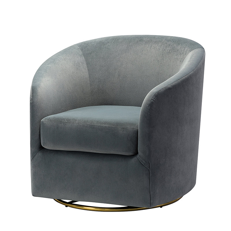 Emanuela Velvet Swivel Barrel Armchair - Modern Accent Chair for Living Room, Bedroom & Office - 360° Rotating Comfortable Lounge Chair with Soft Upholstery - Perfect for Reading, Relaxing & Home Decor