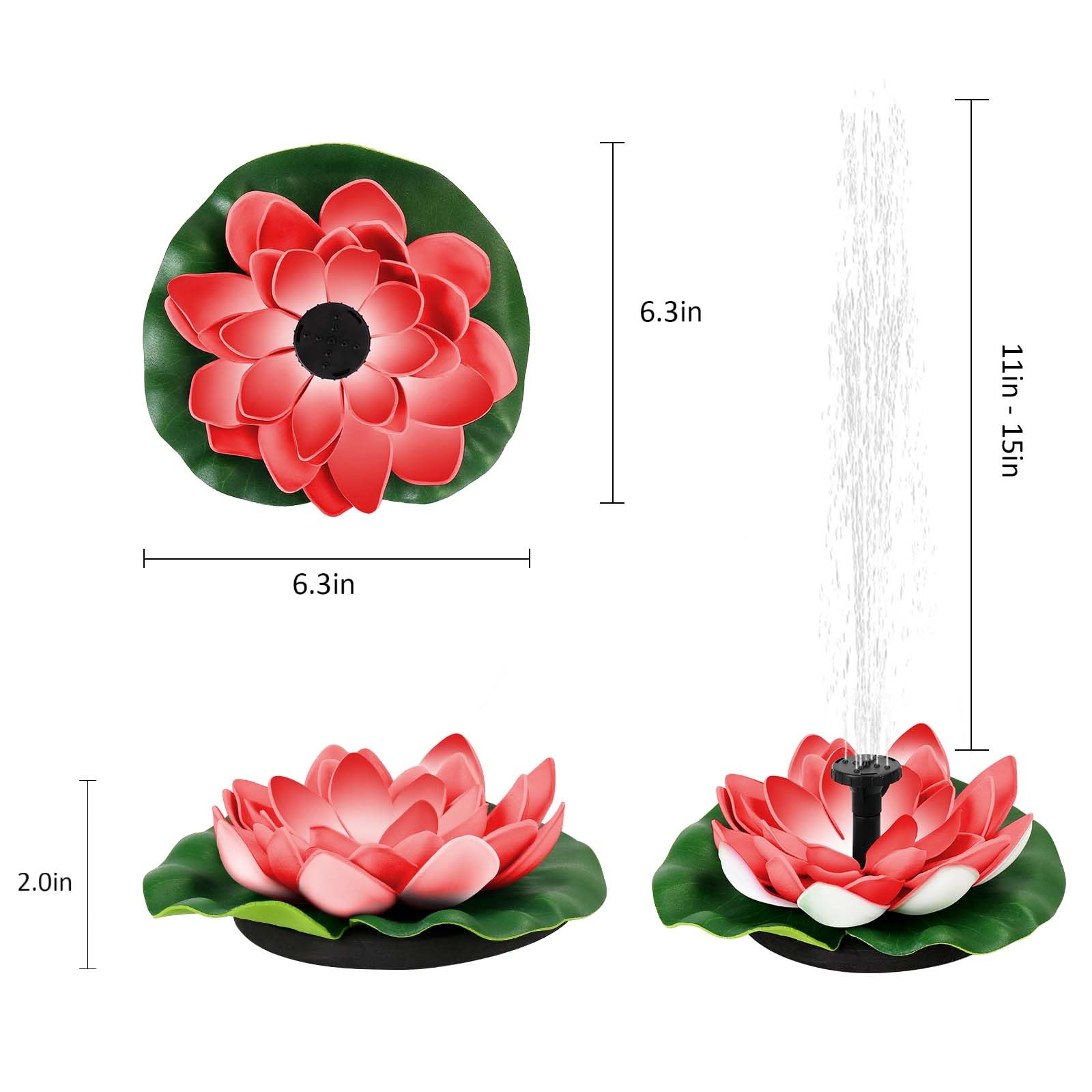 Solar Powered Water Fountain with 6 Nozzles - Outdoor Garden Decor for Bird Bath, Pond & Backyard | Perfect for Attracting Birds & Enhancing Landscape Design