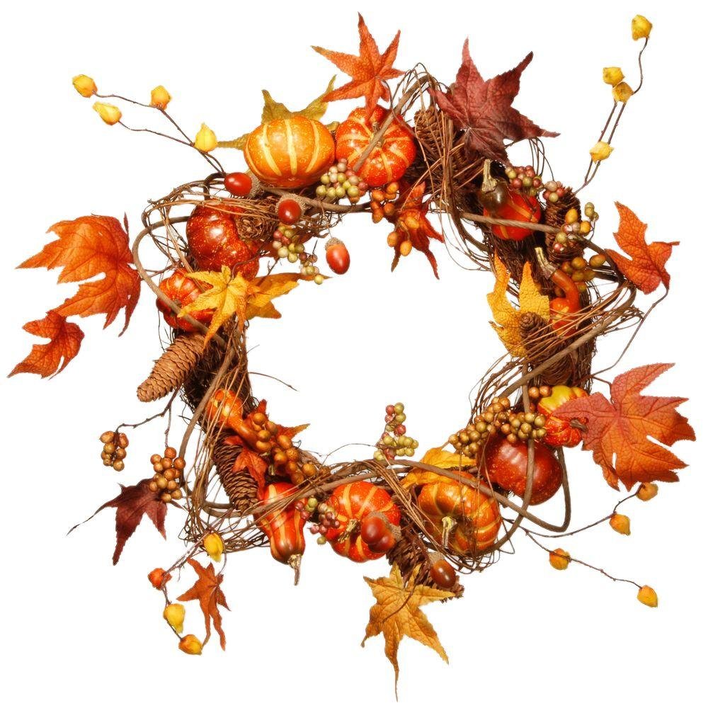 National Tree Company 21 Inch Artificial Autumn Wreath - Pumpkin, Gourd, Pinecone, Berry & Maple Leaf Decor for Fall Front Door, Thanksgiving & Seasonal Home Decor