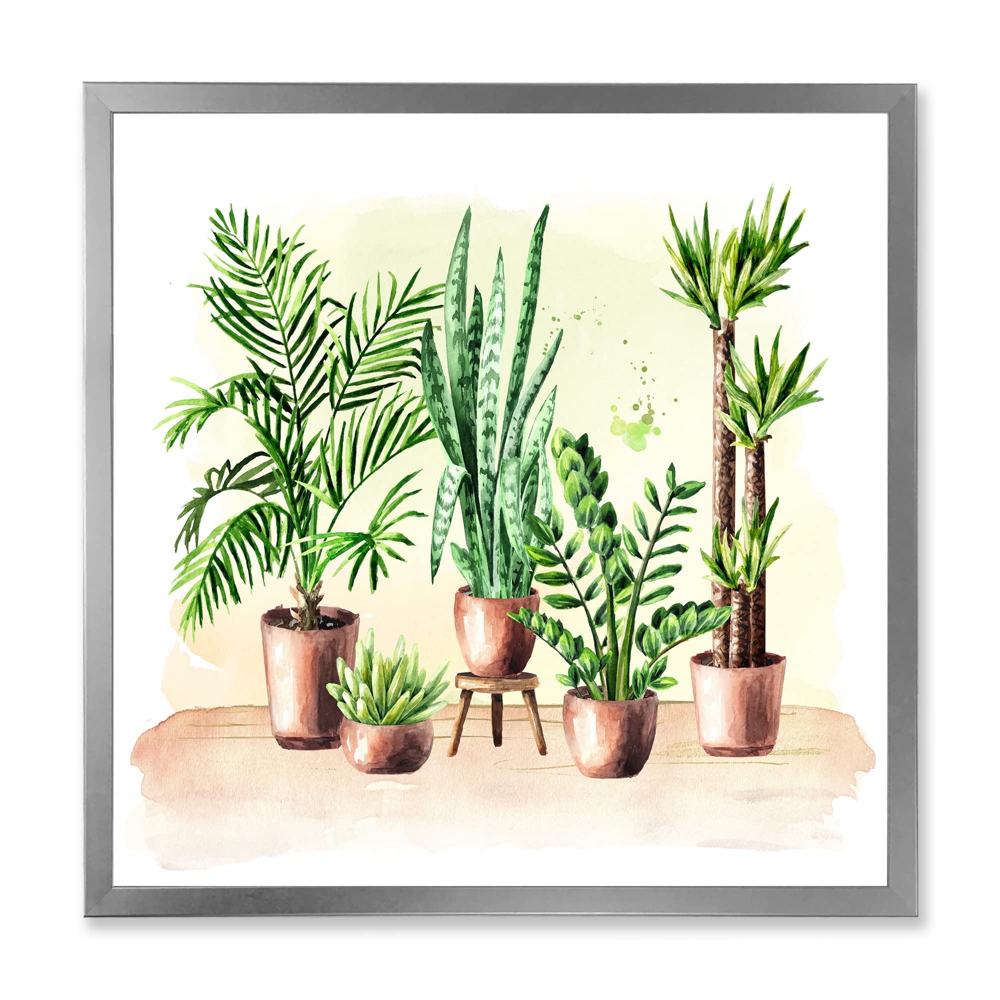 Indoor Green Home House Plants | Traditional Framed Wall Art Decor | Perfect for Living Room, Bedroom & Office Decoration
