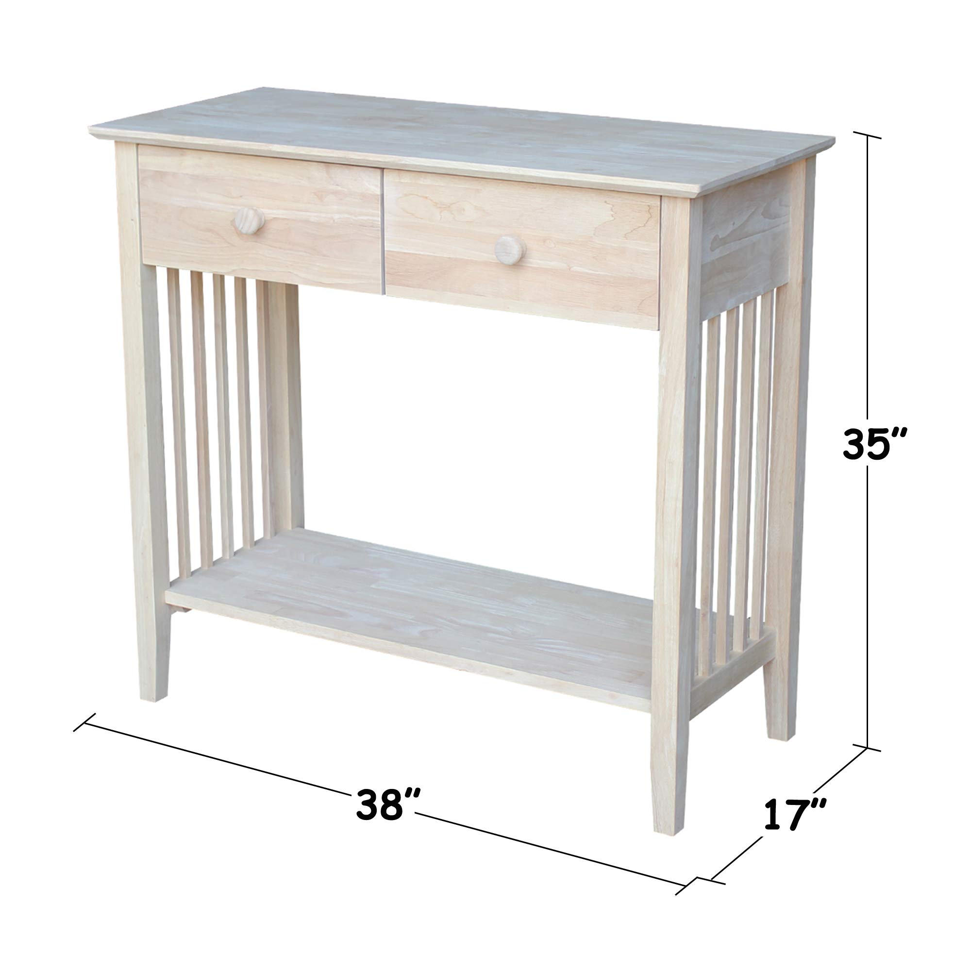 Unfinished Mission Style Server and Console Table by International Concepts - Perfect for Entryway, Dining Room, or Home Office Decor