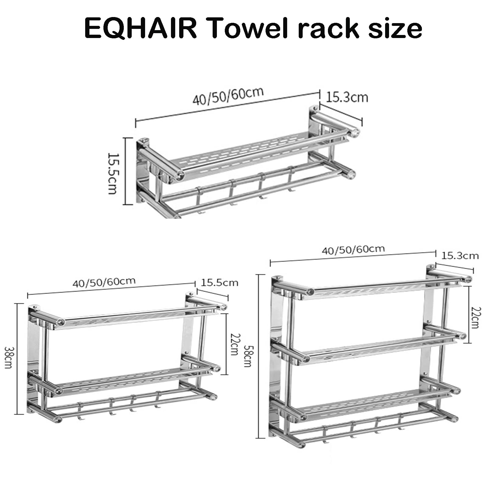 Stainless Steel Double Towel Rail - Wall Mounted Bathroom Storage Shelf & Towel Hanger - 40cm Multifunctional Towel Rack for Bathroom Organization - Perfect for Small Spaces, Apartments & Modern Bathroom Decor