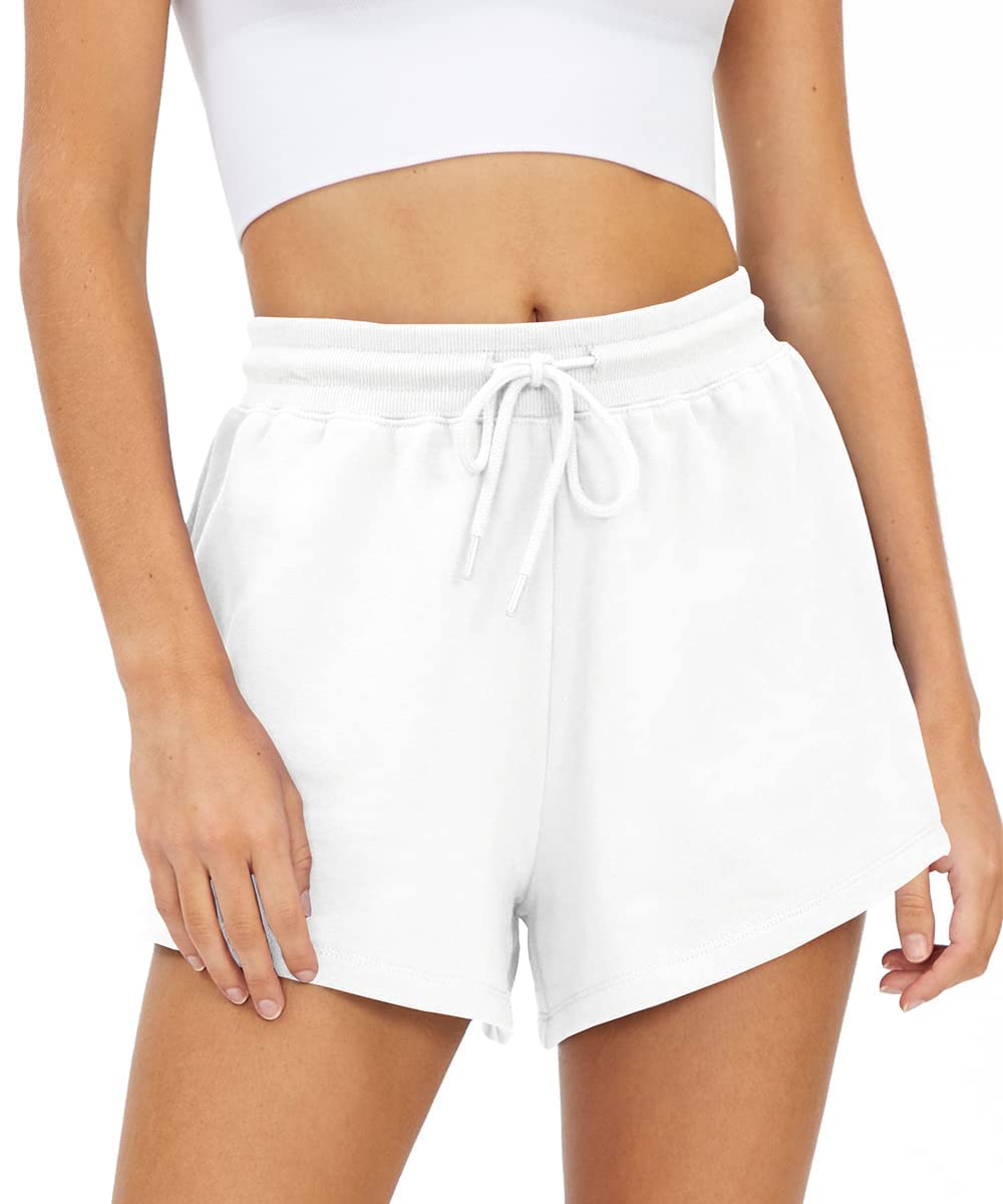 Microbud-VYa Women's High Waisted Sweat Shorts - Summer Athletic Gym Shorts with Elastic Waistband for Running, Workout & Casual Wear | Comfortable & Breathable for Yoga, Jogging & Outdoor Activities