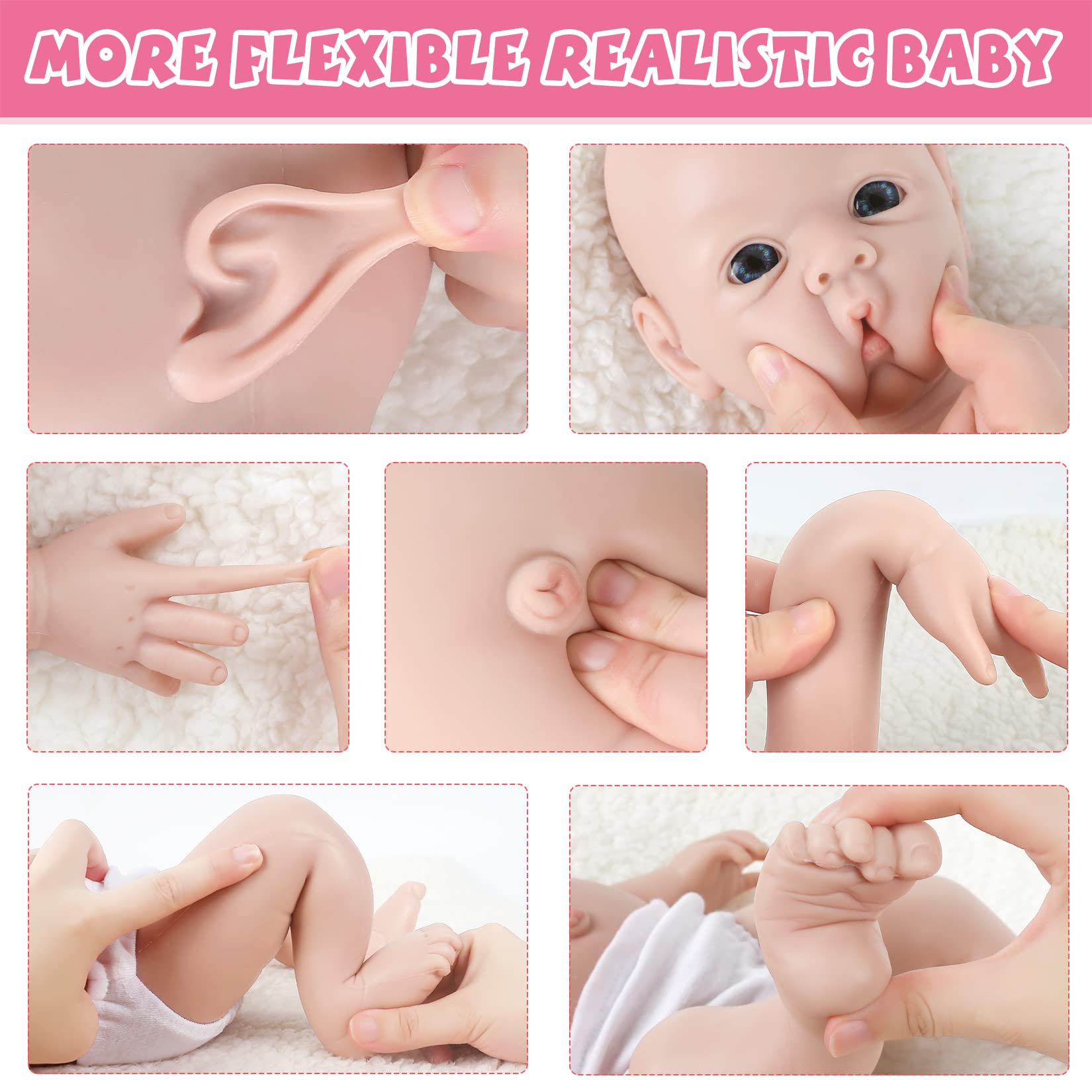 IVITA 18 Inch Realistic Silicone Reborn Baby Doll - Soft Newborn Boy Doll, Non-Vinyl & Full Body Silicone Material - Perfect for Gift Giving, Nursery Decor, and Pretend Play