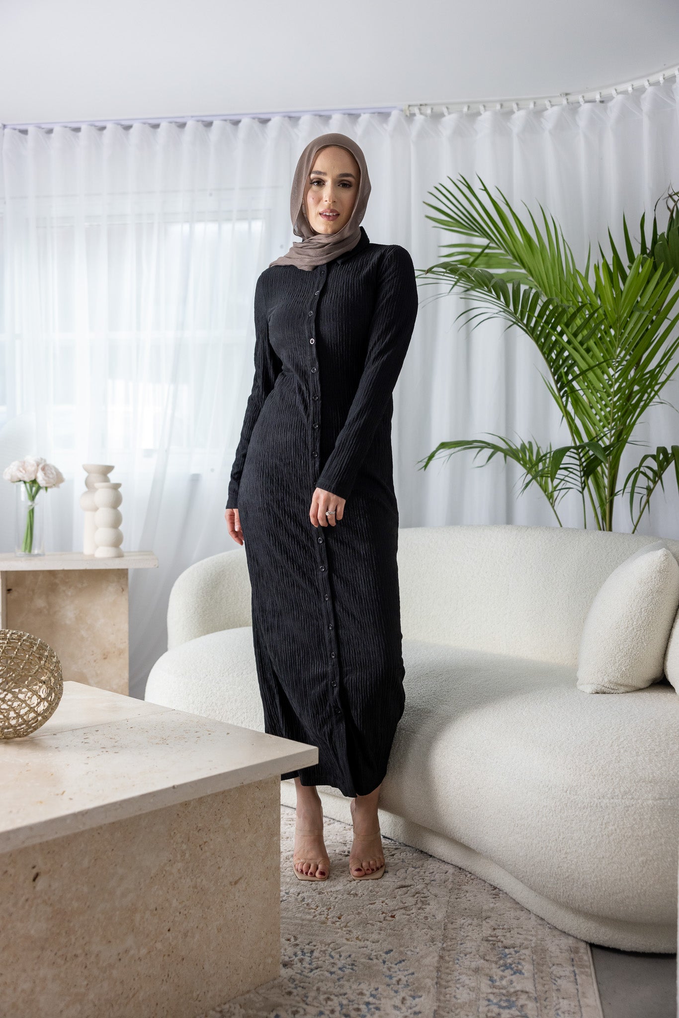 Dream Textured Shirt Dress for Women - Soft Casual Long Sleeve Button Down Tunic Top - Perfect for Work, Date Night & Weekend Outings