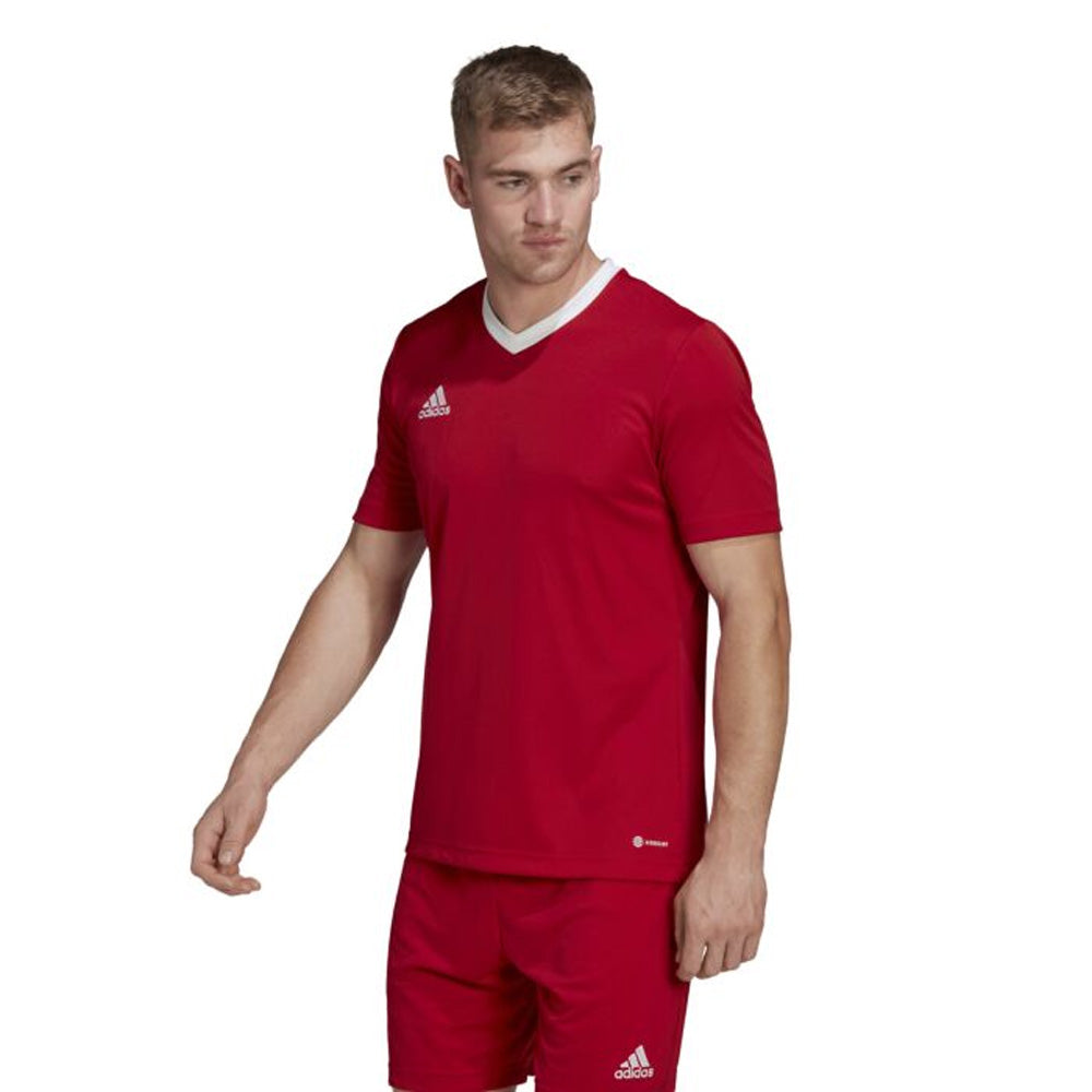 Adidas Men's Entrada 22 Soccer Jersey - Red & White Stripe Athletic Shirt for Training & Match Play