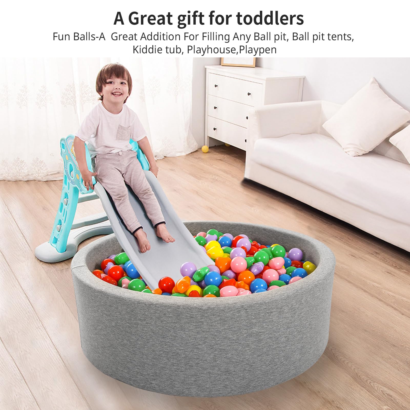 100/200/500/1000 Phthalate-Free & BPA-Free Crush-Proof Plastic Ball Pit Balls for Toddlers - Reusable Kids Play Toys with Storage Bag for Indoor & Outdoor Use - Perfect for Playrooms, Birthday Parties, and Sensory Play Activities