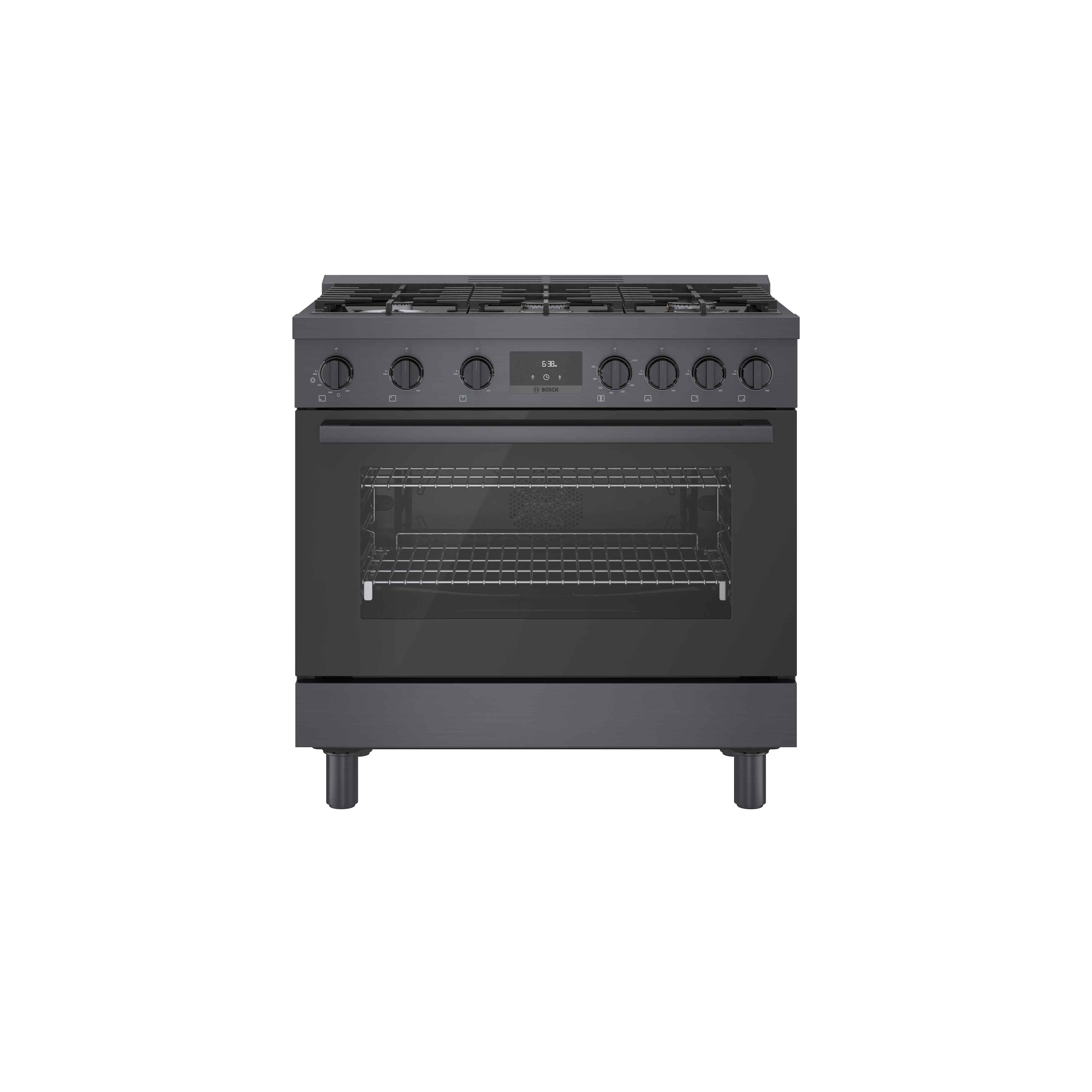 Bosch 36-Inch Industrial Style Gas Range with Black Stainless Steel Finish - HGS8645UC | Professional-Grade Kitchen Appliance for Home Chefs & Serious Cooks