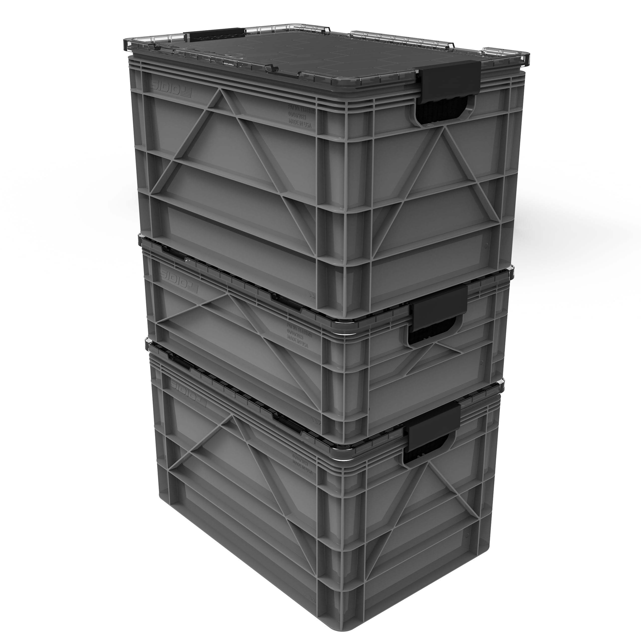 Heavy Duty Stackable Storage Bins with Lids - 2 Full-Size & 1 Half-Size Plastic Organizer Totes for Home, Office, Garage - Durable Storage Containers with Dividers | Perfect for Closet Organization, Toy Storage & Outdoor Gear