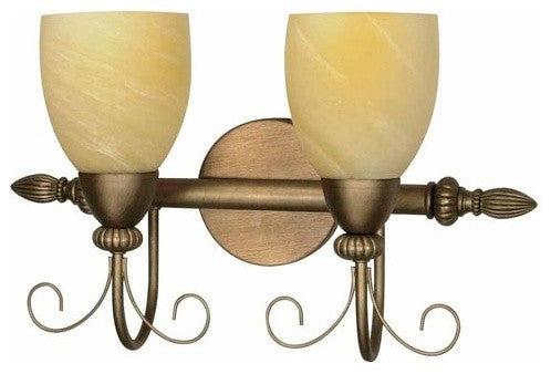 Nuvo Lighting 60 150 Vanguard Collection Two Light Bath Vanity Wall Fixture in Flemish Gold Finish - Elegant Bathroom Lighting for Modern and Traditional Homes