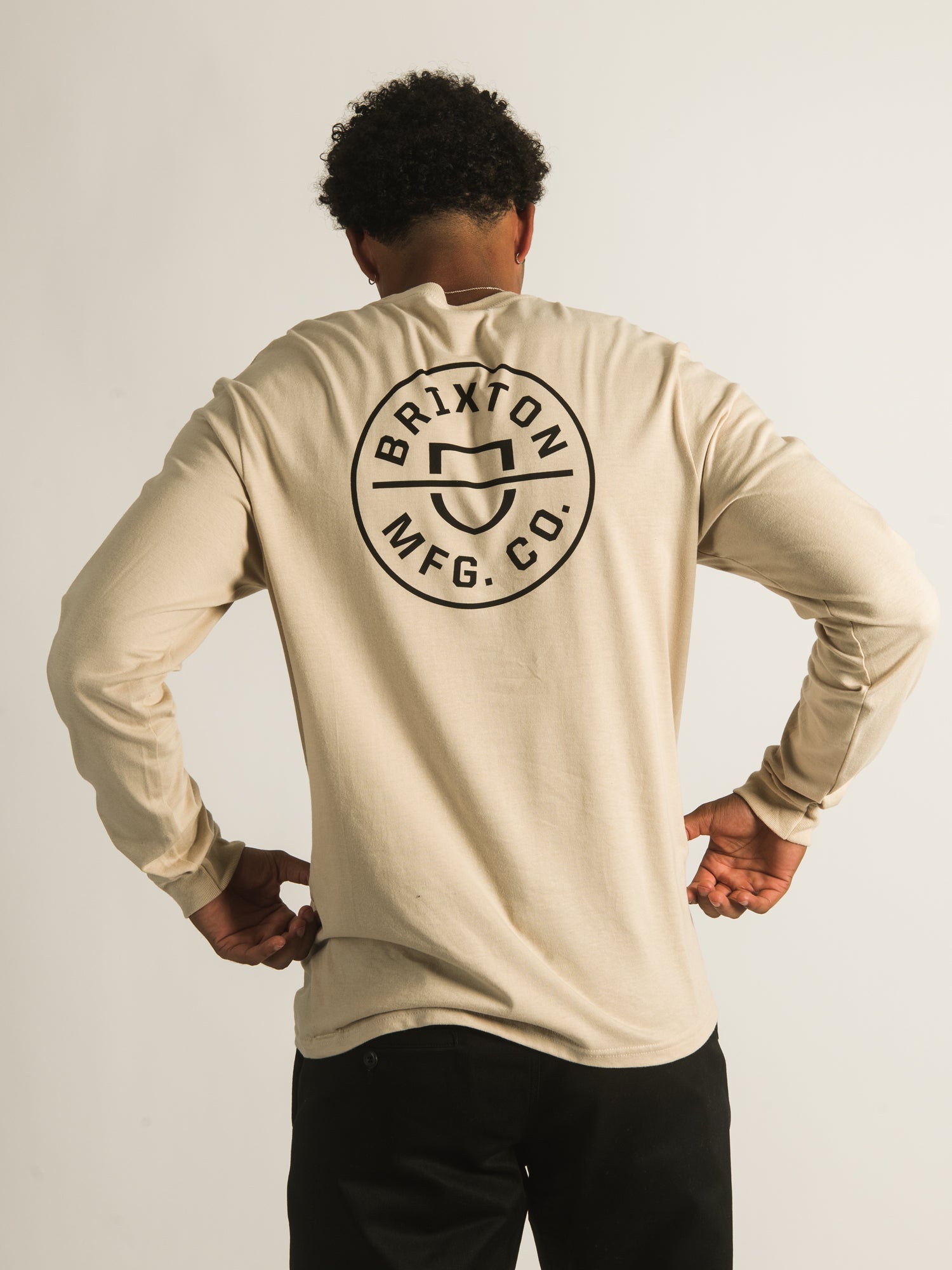 Brixton Crest Long Sleeve T-Shirt for Men | Soft Cotton Crewneck Tee | Casual & Streetwear Style | Perfect for Everyday Wear, Layering & Outdoor Activities