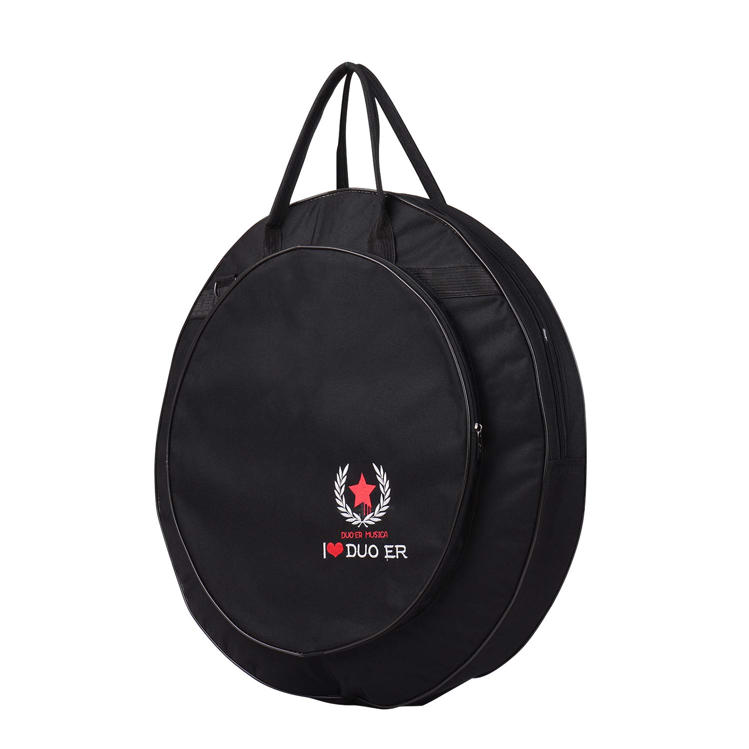 Fesjoy Black Cymbal Gig Bag with Double Pockets & Shoulder Strap - 10mm Anti-Collision Padding for Drum Cymbals - Durable Percussion Accessories for Musicians, Band Practice & Live Performances