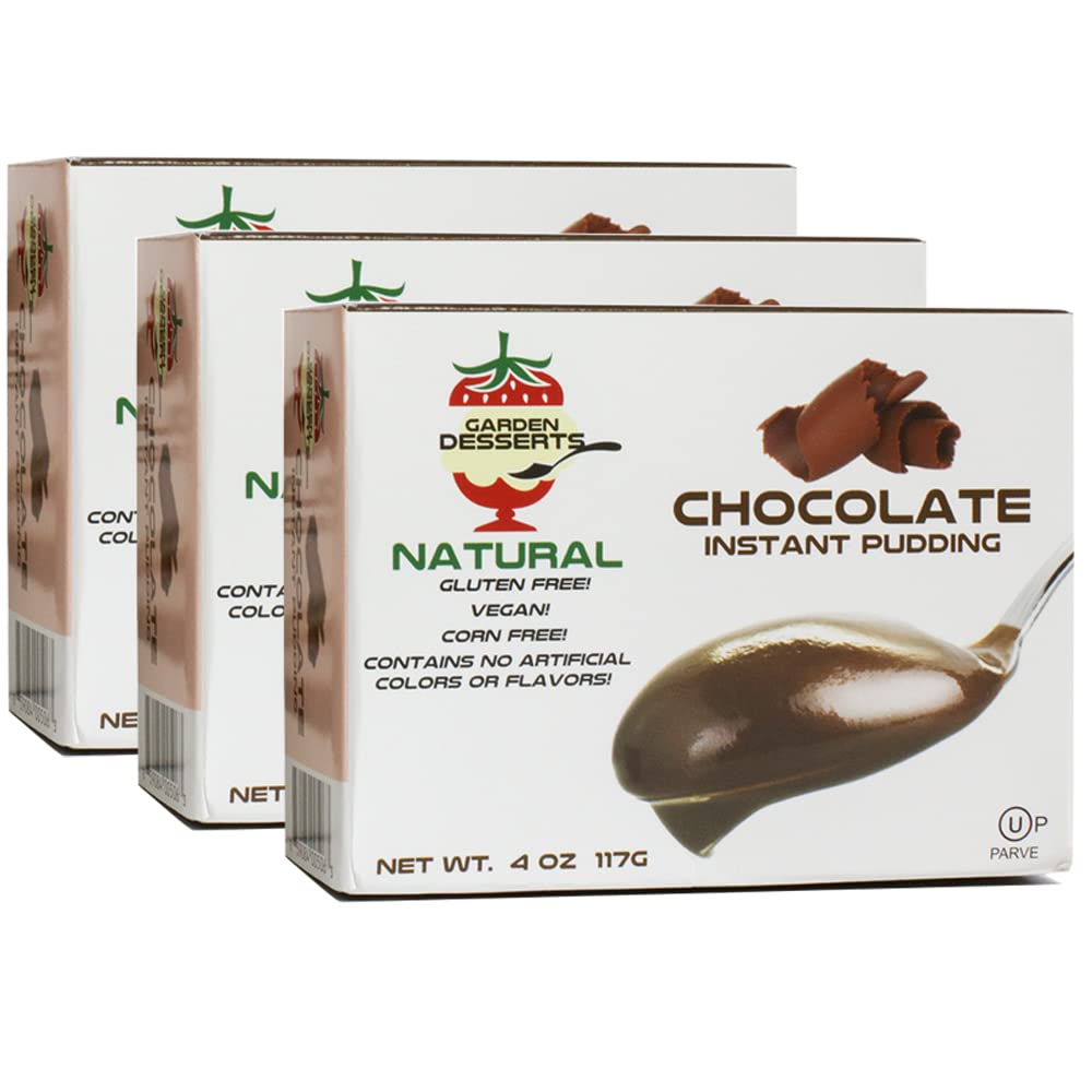 Garden Desserts All Natural Instant Chocolate Pudding Mix - Vegan, Gluten Free, Kosher Certified (4 Oz, 3 Pack) | Perfect for Quick Desserts, Baking, Snacks & Party Treats