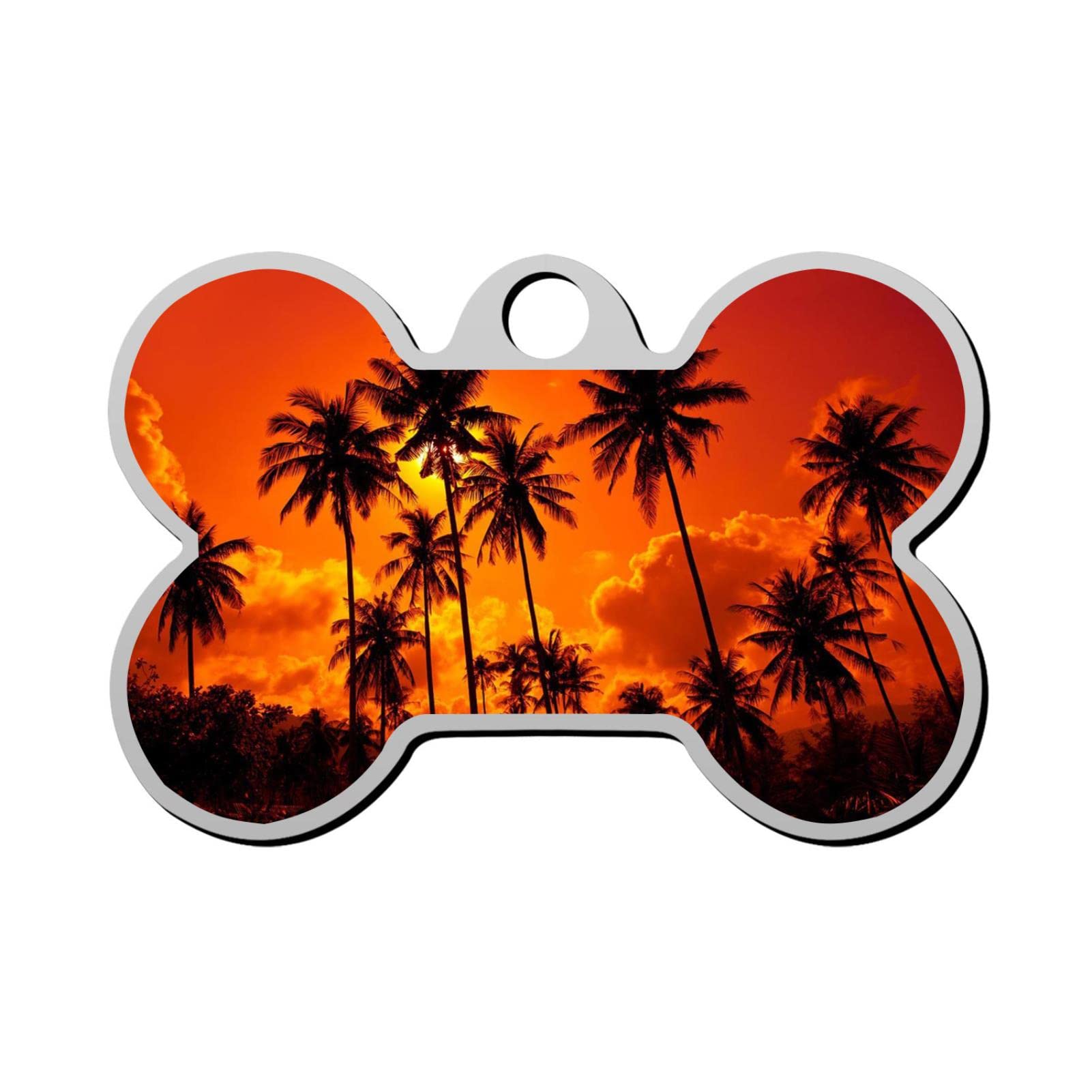 Personalized 3D Printed Bone Shaped Pet ID Tag - Custom Dog & Cat Tags with Name & Phone Number - Perfect for Beach Vacations & Outdoor Adventures (Palm Tree Design)