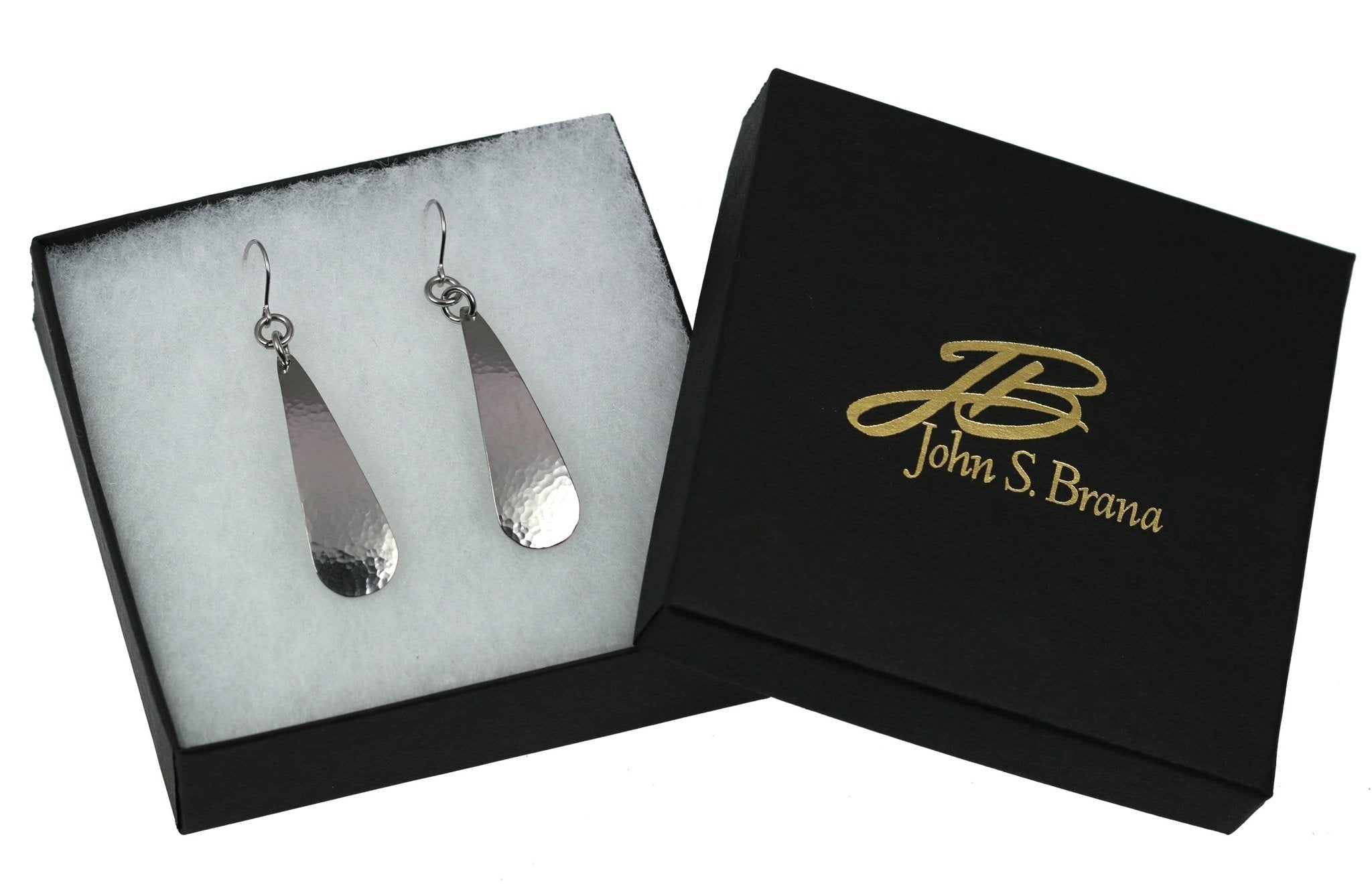 Hammered Stainless Steel Long Teardrop Earrings for Women - Hypoallergenic Dangle Drop Earrings for Party, Wedding & Everyday Wear