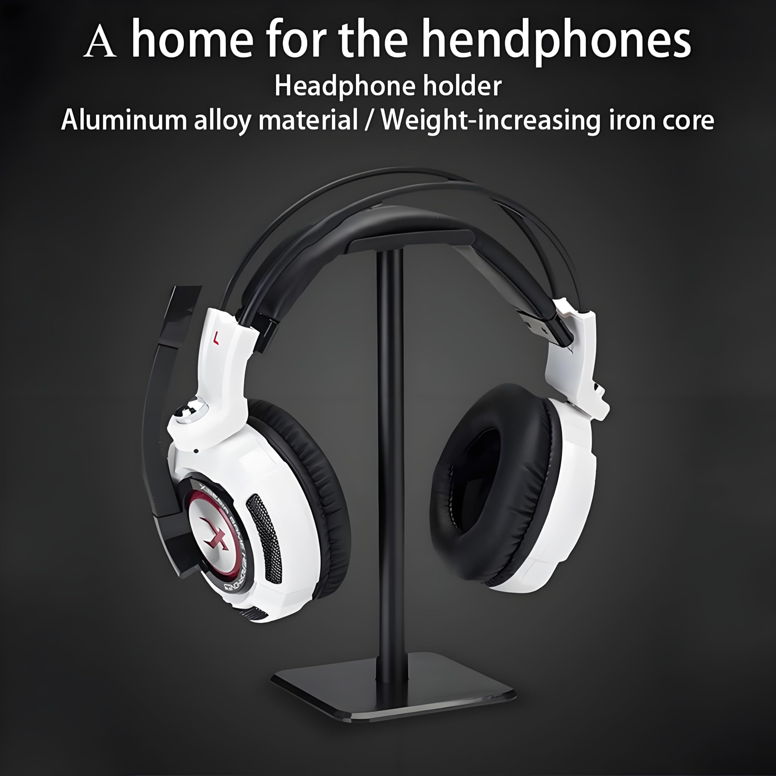 Premium Aluminum Headphone Stand - Universal Holder for AirPods Max, HyperX Cloud II, Xbox One, Turtle Beach, Sennheiser, Sony, Bose & Beats - Perfect for Gaming Setups & Bluetooth Headphones Display (Black) - Ideal for Home Office, Gaming Stations & Headphone Organization