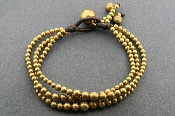 3 Strand Brass Bead Bracelet for Women - Boho Handmade Jewelry for Everyday Wear & Special Occasions