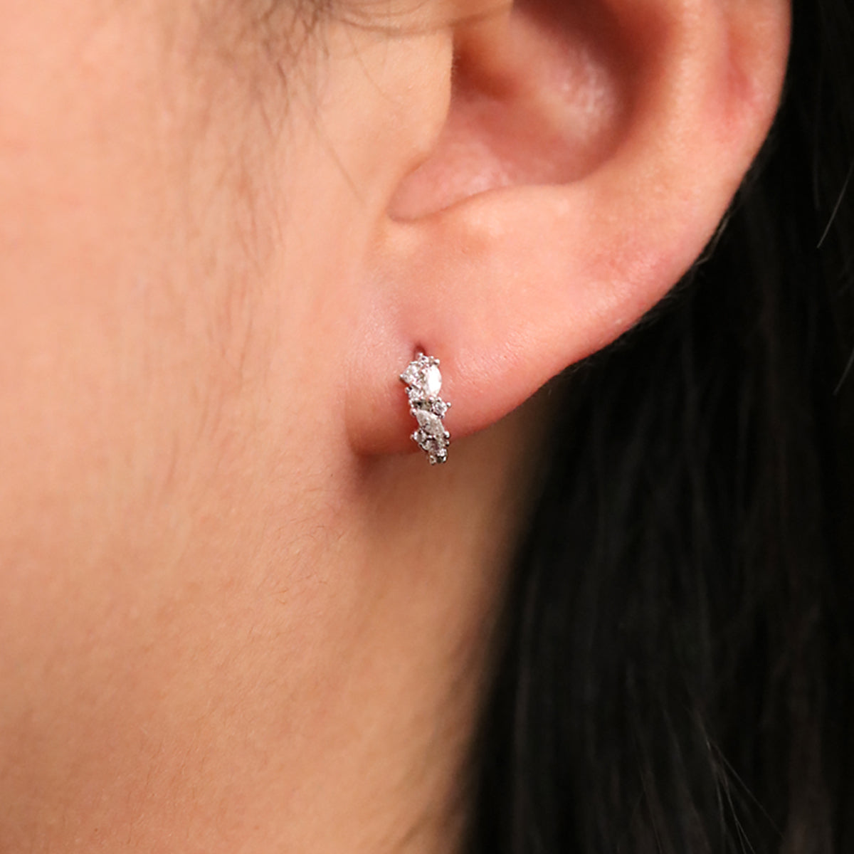 Cubic Cluster Huggie Earrings for Women – Minimalist Gold Hoop Earrings for Everyday Wear | Perfect for Work, Date Night & Gifting