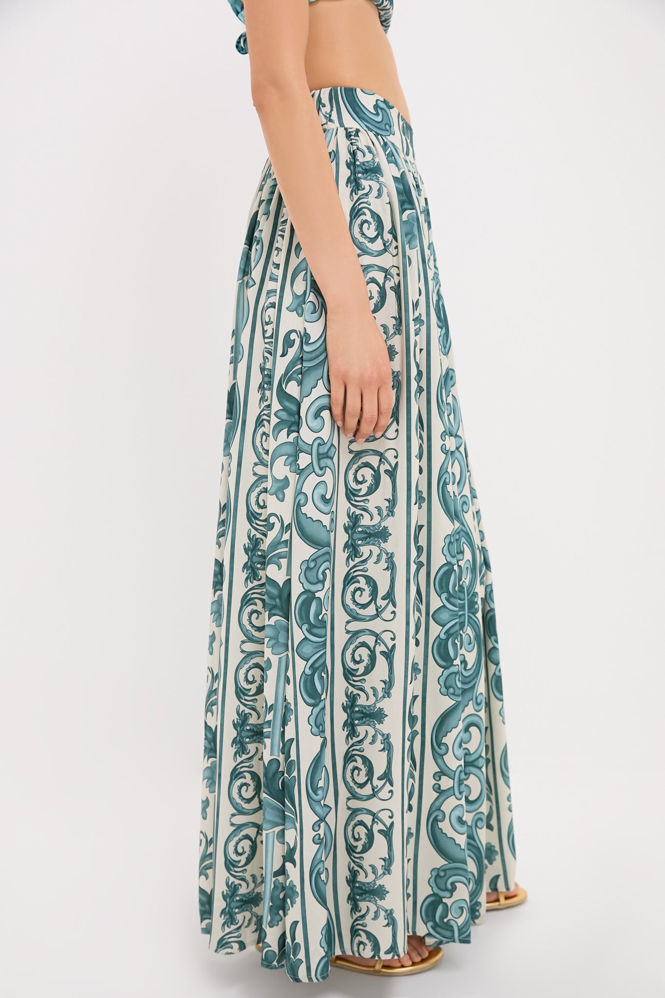 Blue Hera High Slit Maxi Skirt for Women - Elegant Boho Flowy Long Skirt for Summer, Beach, Party & Casual Wear