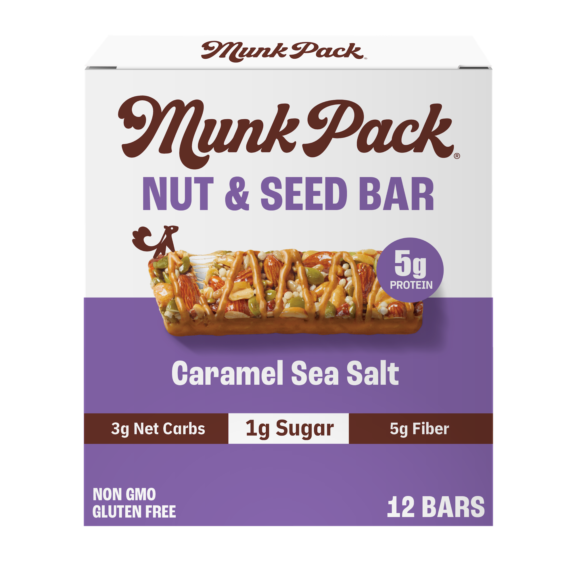 Organic Caramel Sea Salt Nut & Seed Bars - Gluten Free Snack (12 Pack) - Perfect for Hiking, Travel & Healthy On-the-Go Energy