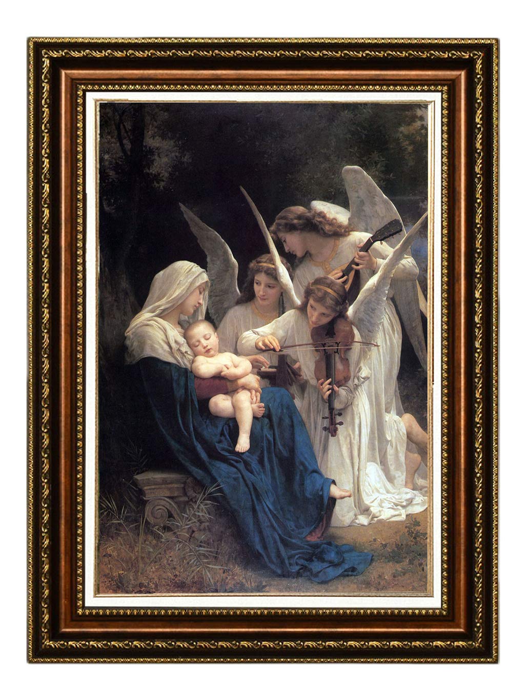 ELITEART William-Adolphe Bouguereau Song of the Angels Oil Painting Reproduction - Giclee Wall Art Canvas Print Framed 35.5