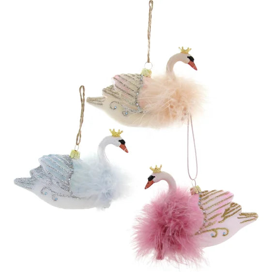 Elegant Crowned Swan Christmas Ornament - Handcrafted Home Decor for Holiday Tree, Gift, Wedding & Party Decoration