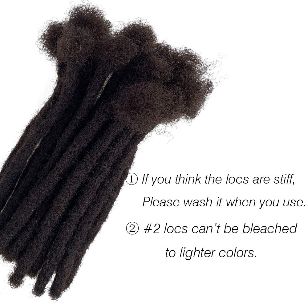 YONNA Handmade Human Hair Dreadlocks Extensions - Medium Size 0.8cm (0.32inch) Width, Dark Brown #2, 8inch Length - 60 Locs Bundle - Perfect for Protective Styles, Cosplay & Natural Hair Care