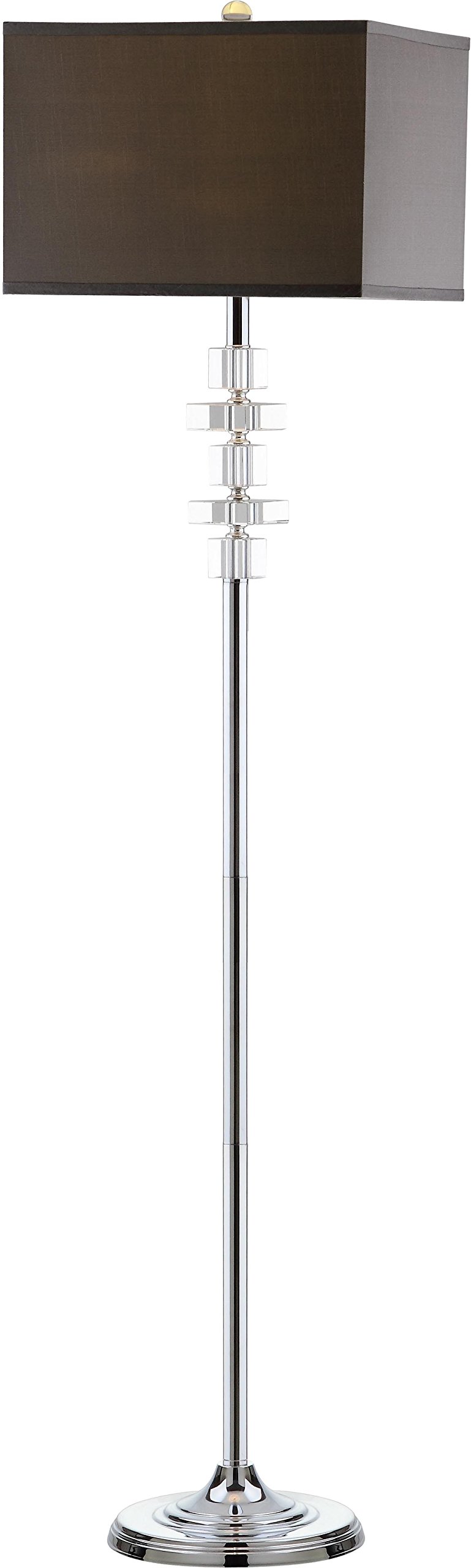 SAFAVIEH Times Square Modern Crystal & Chrome 60-inch LED Floor Lamp - Clear Glass Shade with Chrome Finish for Living Room, Bedroom, Home Office - Bright Ambient Lighting for Reading & Decor (Bulb Included)