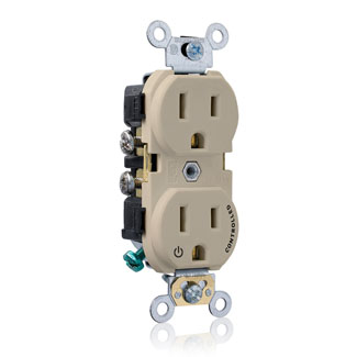 Commercial Grade Duplex Receptacle Outlet - 15A 125V, Split Circuit, NEMA 5-15R, Self-Grounding, Side Wire, Ivory - Perfect for Offices, Kitchens, and Home Renovations