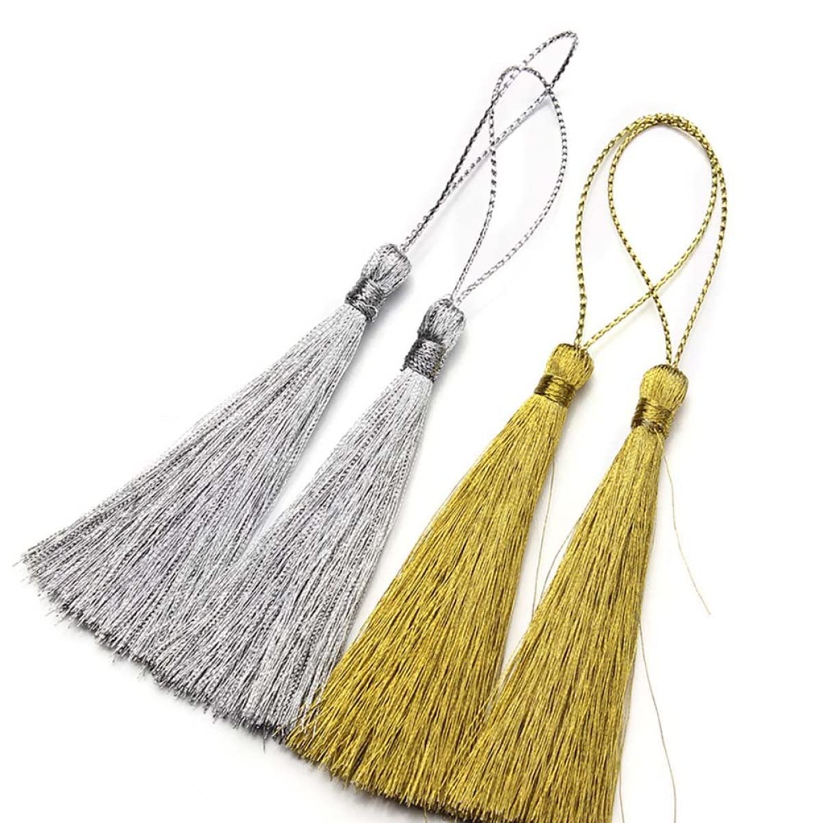 EXCEART 30pcs Gold Decorative Fringe Tassels - Soft Colored Hanging Curtain Pendants for Home Decor | Handmade Boho Chic Tassel Earrings & Window Dressing Accessories