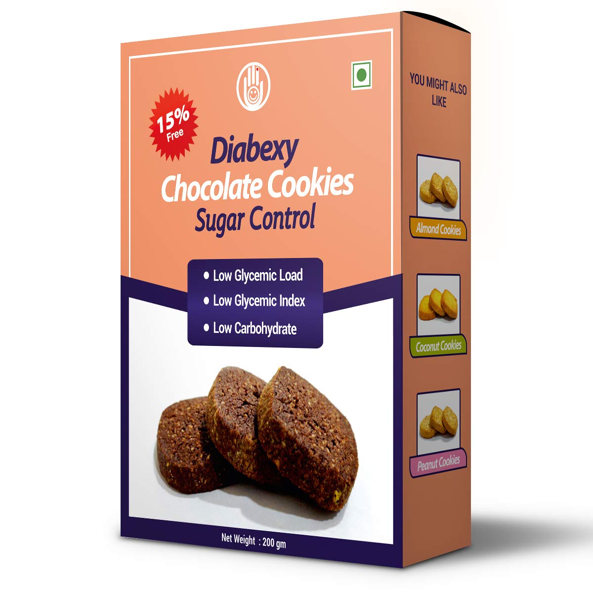 Diabexy Sugar Control Cookies - Low Glycemic Snacks for Diabetics - Chocolate Hazelnut & Assorted Flavors (10 Box Pack) - Perfect for Healthy On-the-Go Snacking & Blood Sugar Management