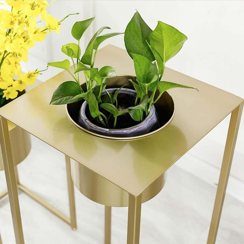 Metal Iron Flower Pot Holder - 55CM Floor Standing Plant Stand for Living Room, Balcony, Garden | Gold Art Shelf for Home Decor & Gardening Tools Storage