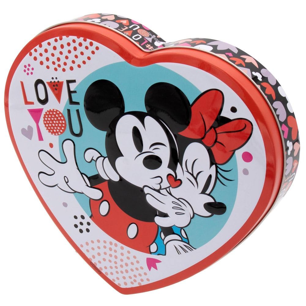 Disney Mickey & Minnie Mouse Heart-Shaped Milk Chocolate Candy Gift Tin - 3.6oz Valentine's Day Gift for Kids, Couples & Disney Fans | Perfect for Valentine's Gifts, Birthday Presents & Disney-Themed Parties