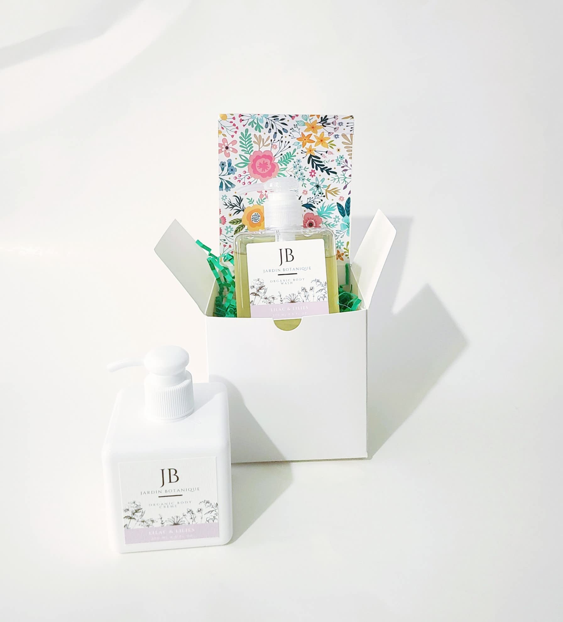 Lilac & Lilies Organic Body Wash & Body Cream Set - 8oz Moisturizing Bath & Shower Gift Set for Women, Natural Skin Care Routine for Dry & Sensitive Skin - Perfect for Spa Days & Relaxing Self Care