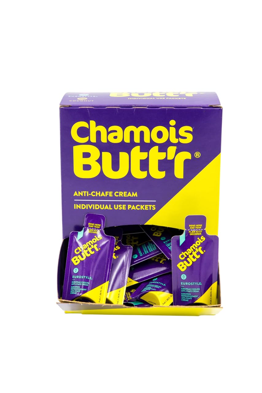 Chamois Butt'r Eurostyle Anti-Chafing Cream - 75 Packets (9mL Each) | Cycling, Running & Sports Friction Relief